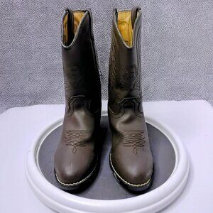 Durango Kids Western Cowboy Boots Size 13 Tan Leather Embroidered Design Durable